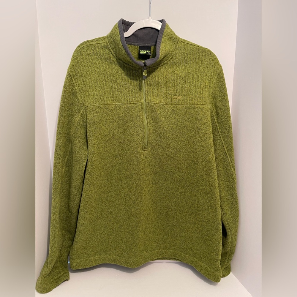 KOPPEN Men's 1/4 Zip Fleece Lined Ski Sweater Size XL Olive Green
